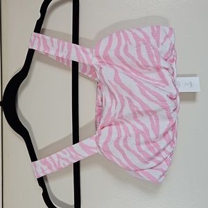 Zara girl pink zebra print strap cropped top size 9